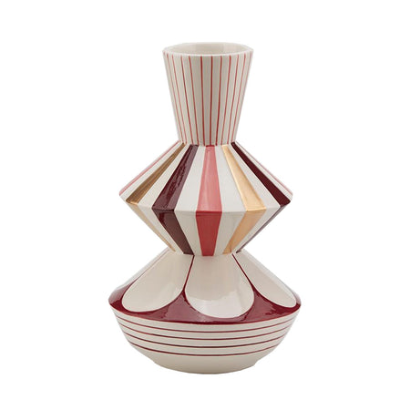 Vaso decorativo natalizio "Geometrie" h 29 cm, centritavola Rosso e Oro in vetro artistico Ø 17 cm Casa e cucina/Decorazioni per interni/Addobbi e decorazioni per ricorrenze/Decorazioni natalizie/Ghirlande e corone MagiediNatale.it - Altamura, Commerciovirtuoso.it