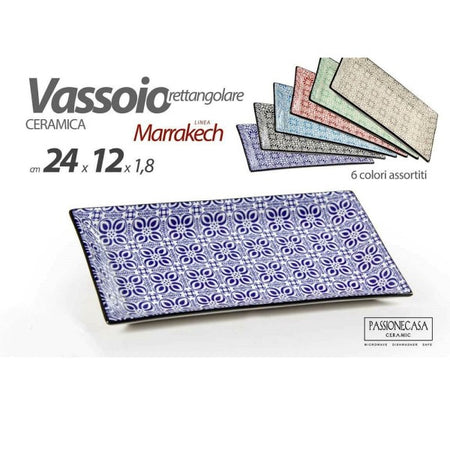 Vassoio Rettangolare Marrakech Multiuso 24x12x1,8 Cm 6 Colori Assortiti 771668