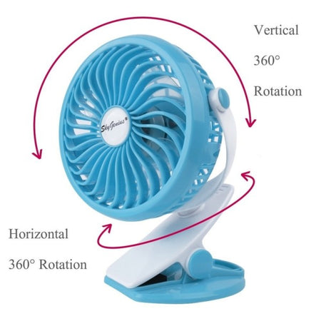 Ventilatore Orientabile A 4 Pale Stand Con Pinza A Clip Rotazione A 360 Gradi