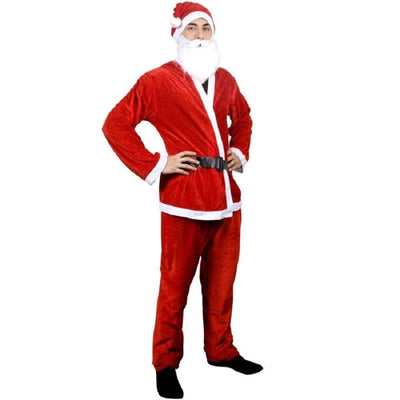 Vestito Abito Costume Uomo Travestimento Babbo Natale Universale 5 Pz Rosso