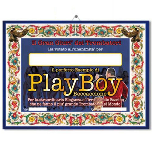 Finto Diploma 22 x 30 cm Playboy Con Gancetto e Busta regalo divertente Giochi e giocattoli/Articoli da regalo e scherzetti/Scherzetti e articoli divertenti Kondorama - Martinsicuro, Commerciovirtuoso.it