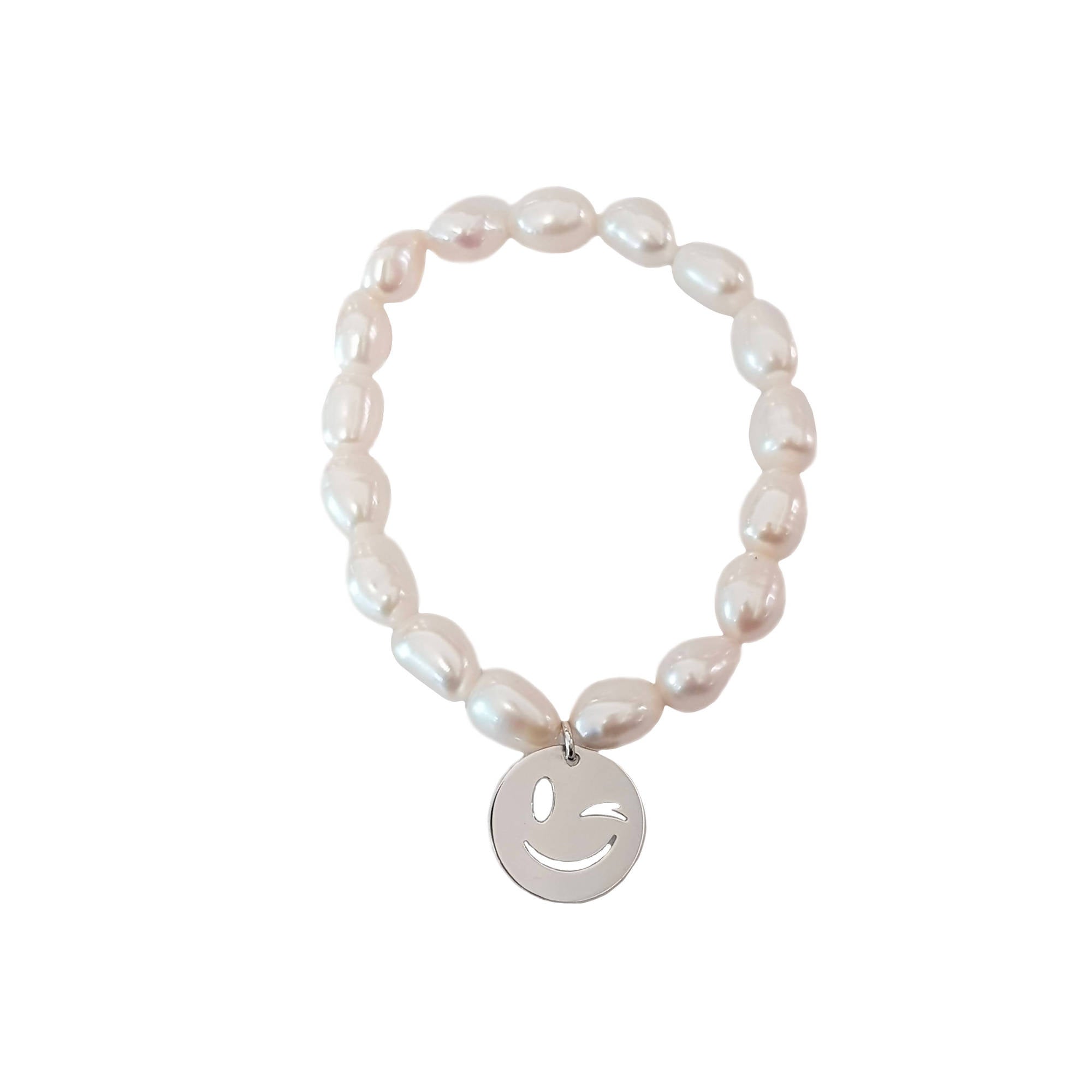Bracciale elastico con perle Nihama con faccina emoticon smile in Argento  925 Braccialetto per Lei - commercioVirtuoso.it