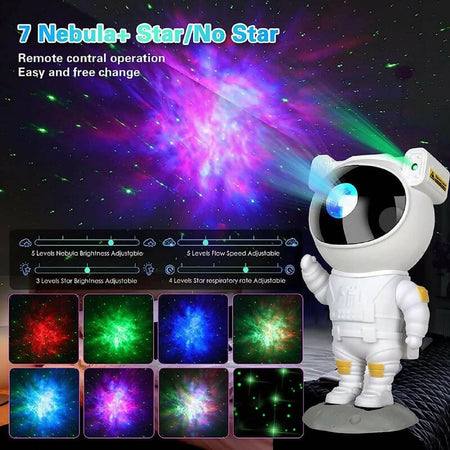 Proiettore Stellato A Led Astronauta Con Nebulosa Stelle Laser Luce Notturna Proiezione Della Costellazione Del Cielo Con Timer