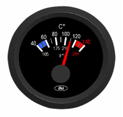 Indicatore temperatura acqua analogico 40-120° da 24V