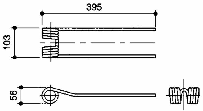 Dente girello adattabile Bcs Borsari filo 9 lunghezza 395mm