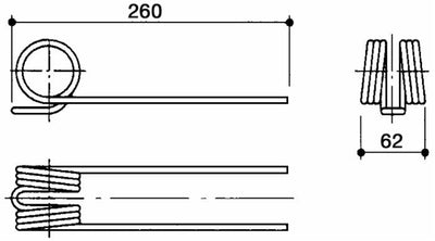 Dente ranghinatore adattabile JF 14330397 lunghezza 260 e filo 6,5