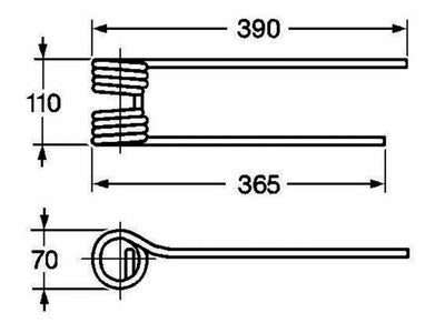 Dente girello sx adattabile Kuhn 58740600 lunghezza 390 filo 9,5