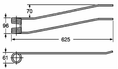 Dente giroandanatore dx lungo adattabile Borello filo 8,5