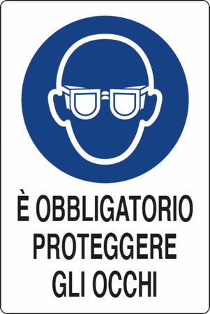 Cartello segnaletica "obbligatorio proteggere gli occhi" 30x20