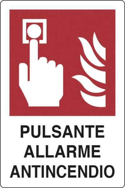 Cartello segnaletica pulsante allarme antincendio 30x20