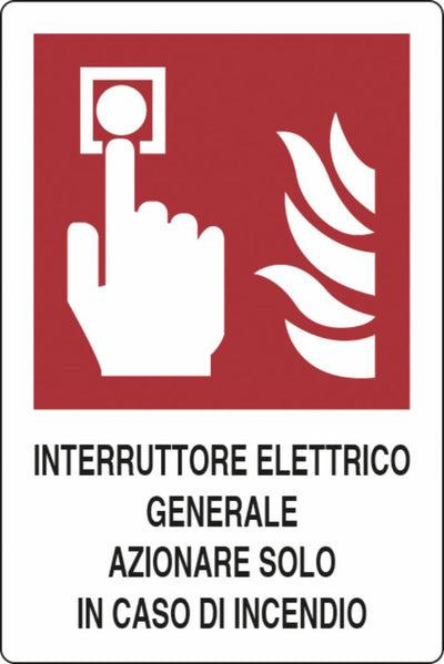 Cartello segnaletica interruttore elettrico antincendio 30x20