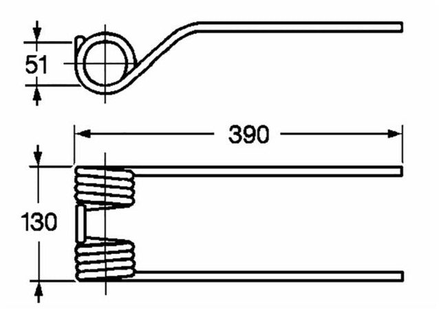 Molla girello adattabile MaschioDente girello lunghezza 390mm Ø filo 9,5mm