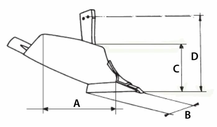 Corpo aratro adattabile alla produzione Nardi 3C anteriore destro con gambo