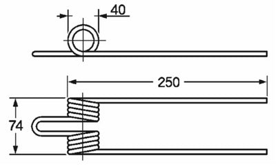 Dente ranghinatore lunghezza 250 larghezza 74 filo 6 adattabile Ceccato C 063/A