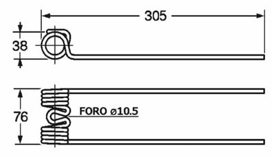 Dente ranghinatore lunghezza 305 adattabile Fontanesi FF8,9,11 filo 5,5