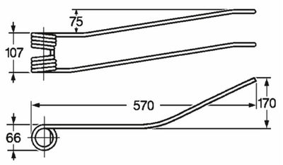 Dente giroandanatore dx a piega centrale adattabile Fiorini 36161090 filo 9