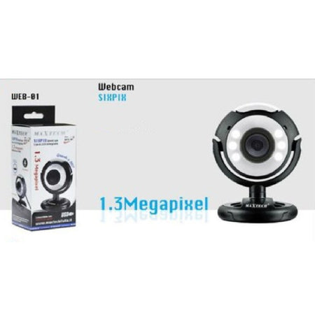 Webcam Web-01 Ideale Per Videoconferenze Microfono 1.3 Mpx 6 Led Per Notebook Pc