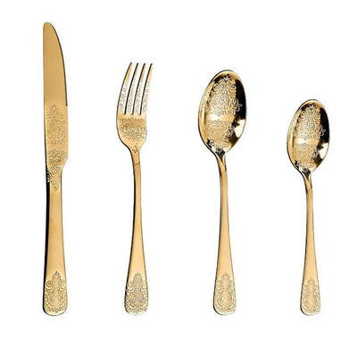 Set Posate Oro 24 Pz. Servizio Di Posate 6 Persone Bavaria Ottingher Decorate Color Oro in Acciaio Inox Postate Decorate Eleganti Art. 173 Casa e cucina/Stoviglie/Posate/Set di posate/Set di posate miste L’Orchidea - Siderno, Commerciovirtuoso.it