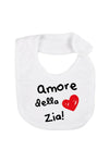 BabyVip Bavetta in cotone con stampa amore della zia o amore di zio o amore degli zii divertente, funny, colorato, simpatico