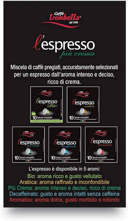 Caffè Trombetta 100x Capsule Compatibili Nespresso L'espresso Più Crema  Confezione 100 Pezzi - commercioVirtuoso.it
