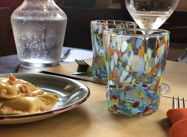 6 Bicchieri Tumbler In Vetro i Colori Di Murano Bicchiere Da Acqua Prodotto  A Mano In Italia Tumble-clas-mix Con Scatola Regalo 