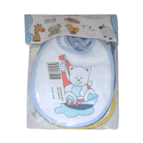 6 Bavaglini per Bambini in Cotone con Elastico 6x Bavaglino Neonato Rotondo Colori Assortiti Blu Azzurro Celeste Giallo art.8002 articolo da neonato L'Orchidea - Siderno, Commerciovirtuoso.it