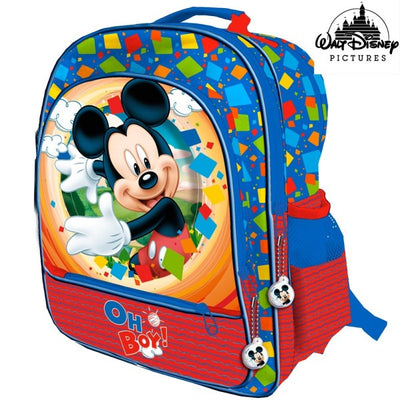 Zaino Mickey Mouse 4 Cerniere Stampa Plastificata Scuola Bambini Elementari 41cm