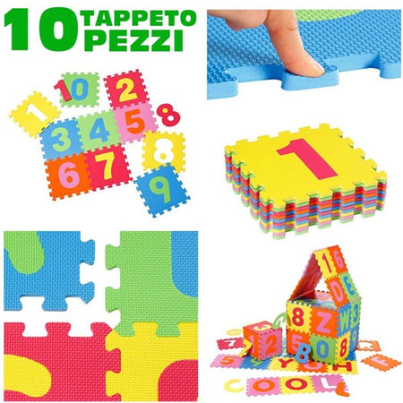 Tappeto Per Bambini Da Pavimento 10 Pz Puzzle Neonato Antiurto Atossico Lavabile